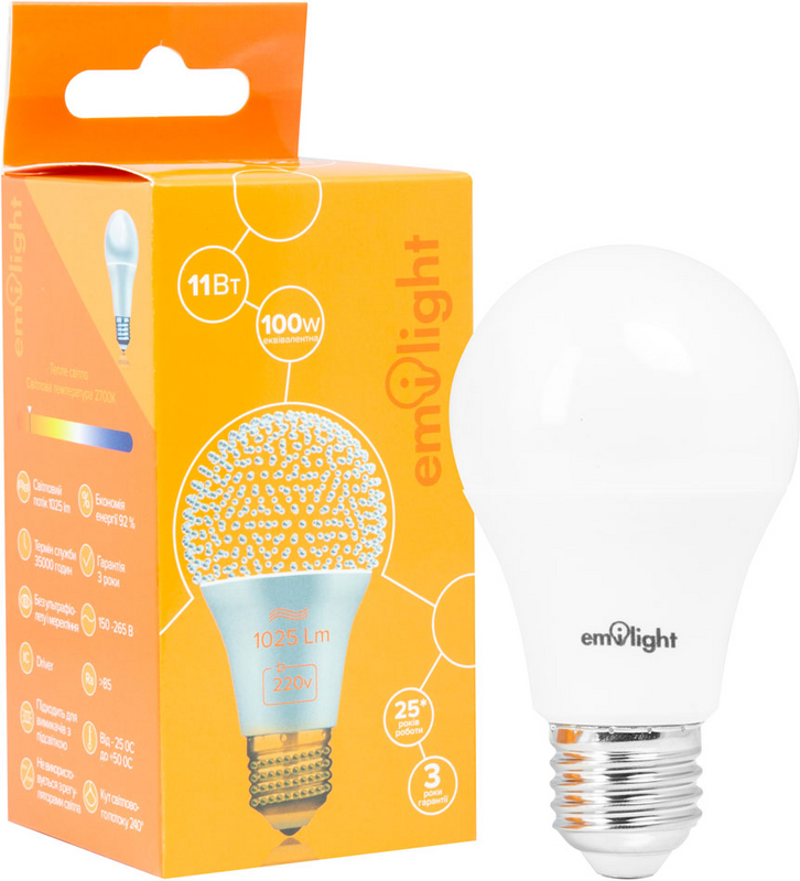 Лампа світлодіодна Emilight (2230529470017) 11Вт, E27, 2700K